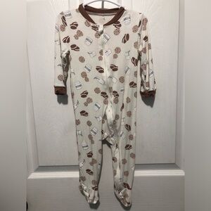 Milkberry Sleeper One-Piece with Brown Cookie & Milk Print 6-9 Months